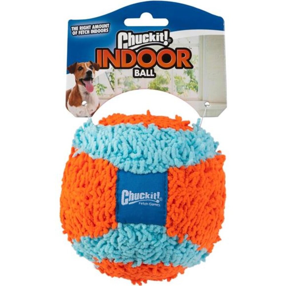 Indoor Fetch Ball Dog Toy (4.75 Inch), Orange and Blue